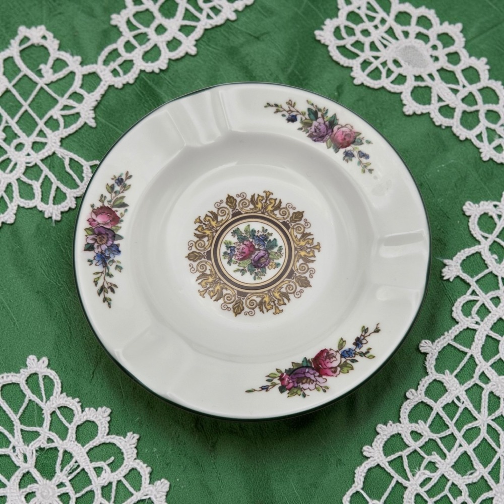 Vintage Small Floral‎ Porcelain Ash Tray Feminine Victorian Cottagecore Grandma